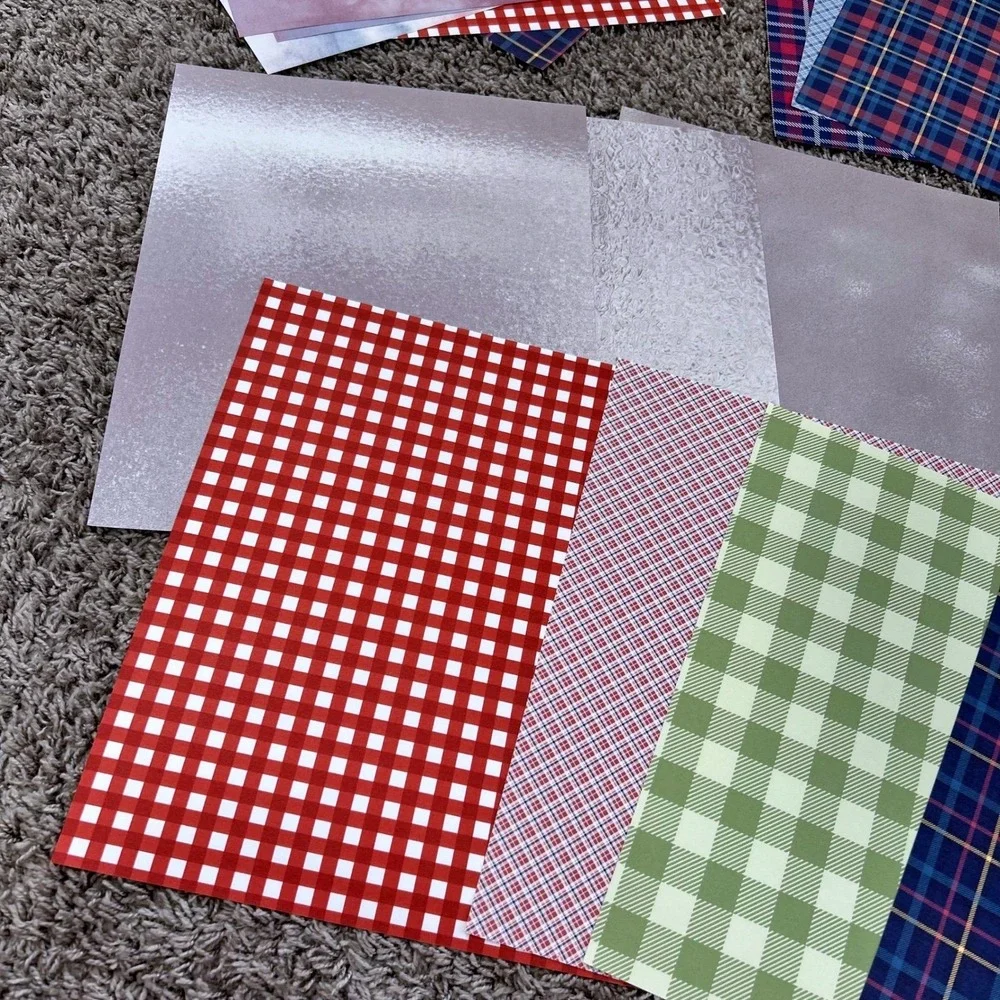 Assorted Plaid Gingham and Metallic HTV Heat Transfer Vinyl Craft‎ Sheets Bundle